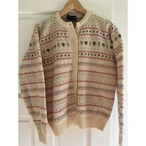 Vintage Maban of Scotland Ivory Wool Sweater One Size Fits All Grandma Core